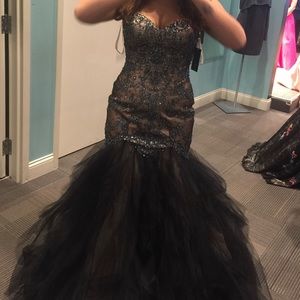 Strapless mermaid black prom dress